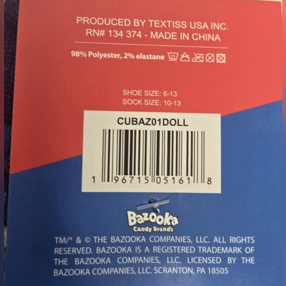 Charms Fluffy Stuff by Tootsie Roll & Bazooka Joe Bubble Gum Novelty Crew Socks - Picture 6 of 6